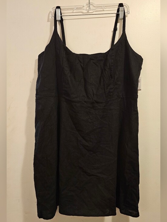 Old Navy Dresses & Skirts - NWT Old Navy XXL Black Linen Blend Fit & Flare Midi Dress Smocked W/ Pockets